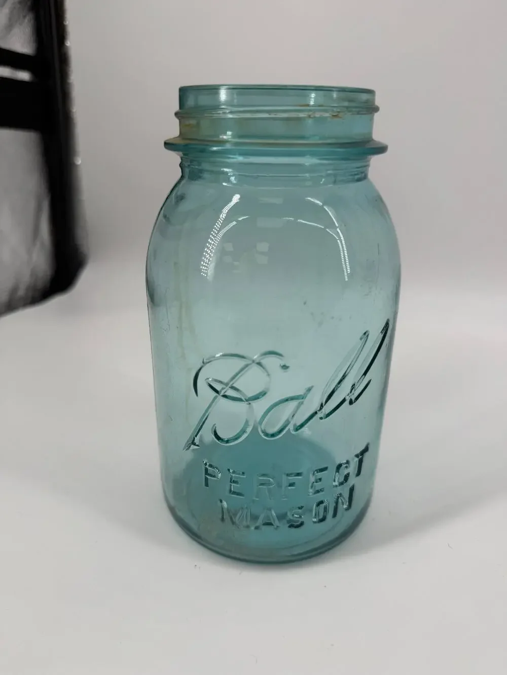 Vintage Blue Ball Perfect Mason Jar Aqua Glass Quart Canning Bottom Mark 6